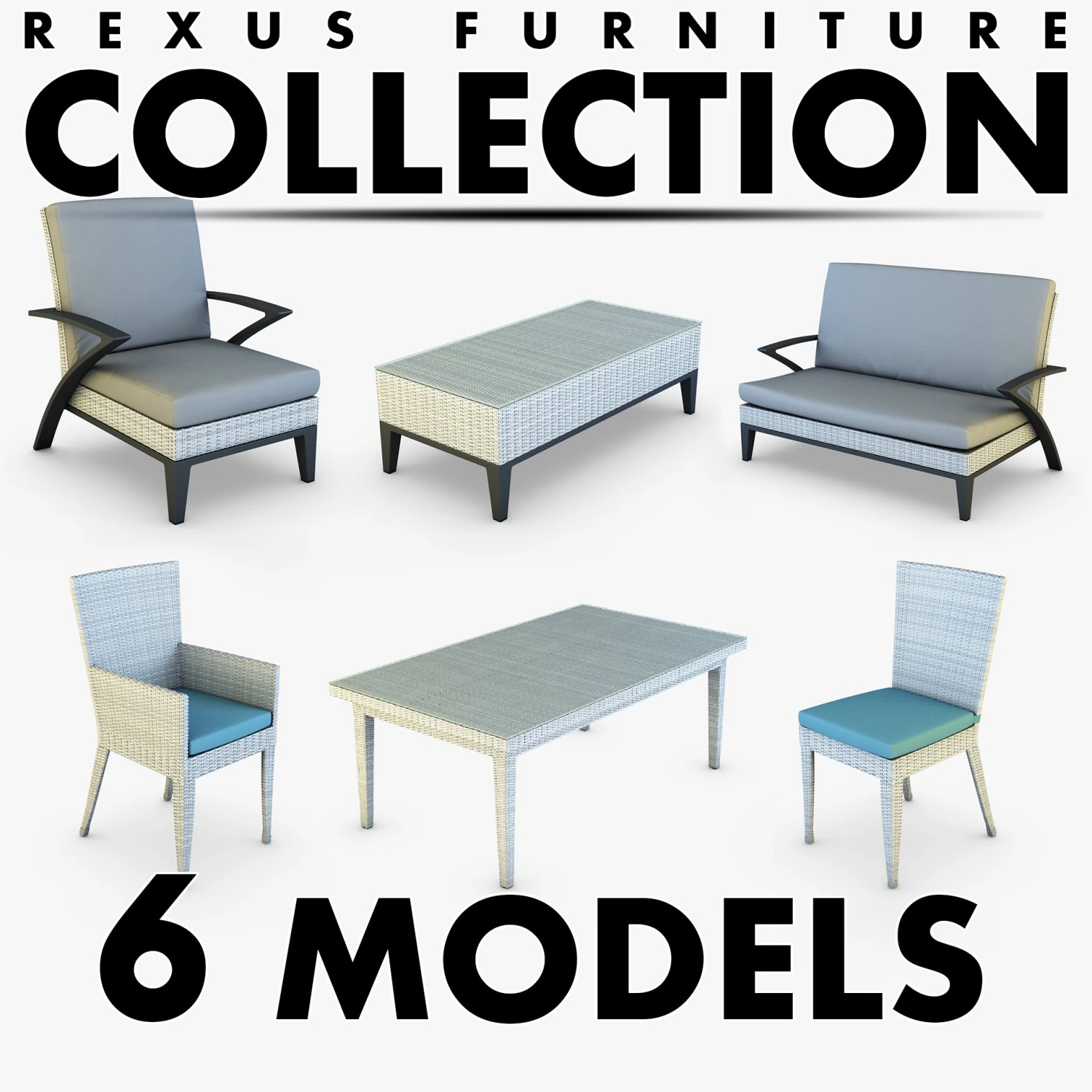 rexus furniture collection white 3D Model .c4d .max .obj .3ds .fbx .stl .blend 