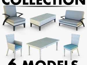 Kolekcja mebli Rexus w kolorze białym Model 3D