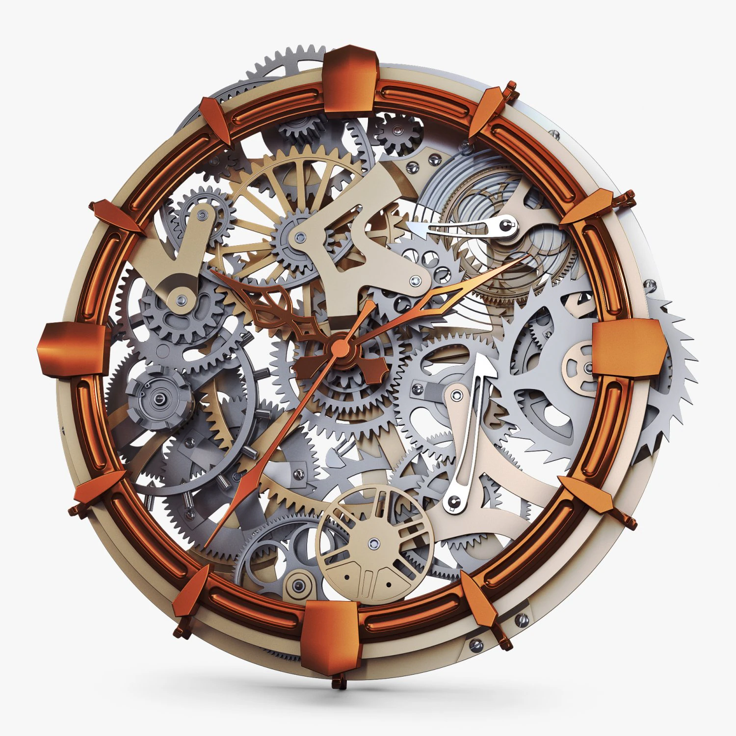 clock mechanism with gears v 2 3D Model .c4d .max .obj .3ds .fbx .stl .blend 