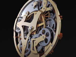 clock mechanism with gears v 2 3D Model