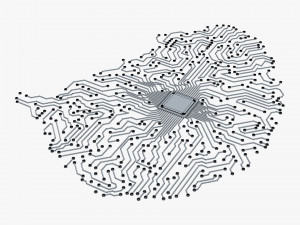 electronic circuit board brain v 1 Model 3D