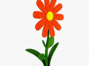 rysunkowy kwiat v 3 Model 3D