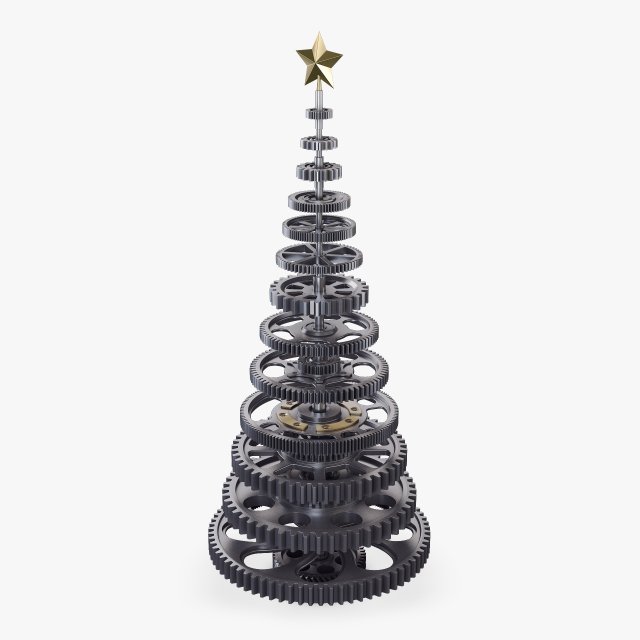 stylized gear christmas tree v 1 3D Model .c4d .max .obj .3ds .fbx .stl .blend 