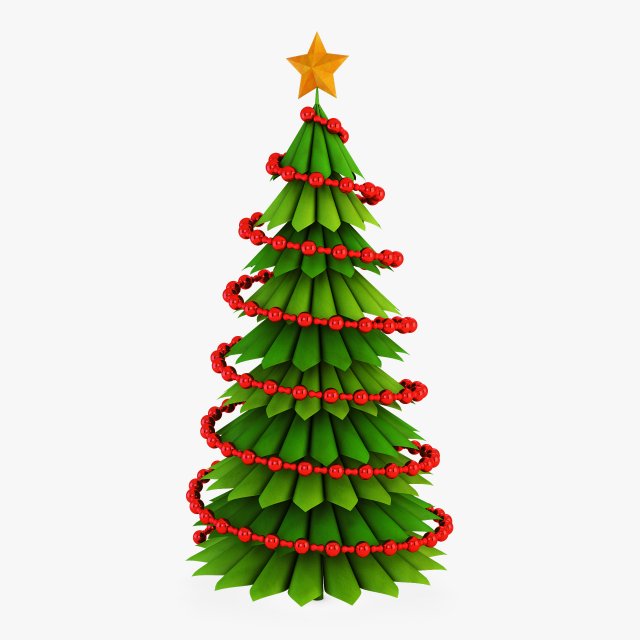 christmas tree paper v 3 3D Model .c4d .max .obj .3ds .fbx .stl .blend 