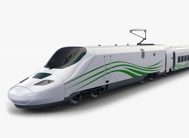 Haramain High Speed Train v 1 3D Model .c4d .max .obj .3ds .fbx .stl .blend 