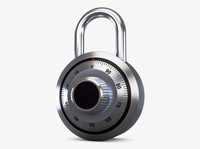 dial combination padlock v 1 3D 模型 .c4d .max .obj .3ds .fbx .stl .blend 