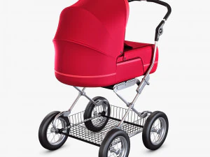 baby stroller red v 1 3D Model