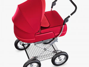 baby stroller red v 1 3D Model