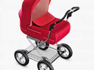 baby stroller red v 1 3D Model