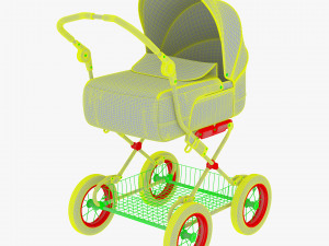 baby stroller red v 1 Modello 3D
