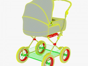 baby stroller red v 1 Modello 3D