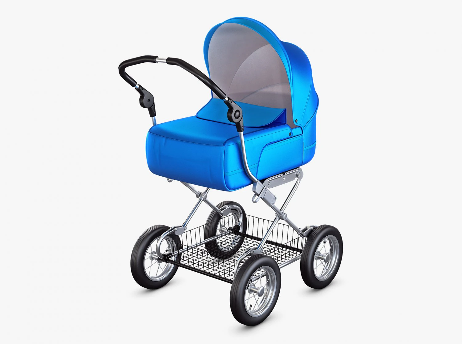 baby stroller blue v 1 3D Model .c4d .max .obj .3ds .fbx .stl .blend 