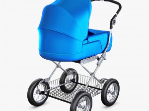 baby stroller blue v 1 3D Model