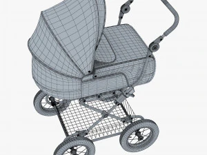 baby stroller blue v 1 3D Model
