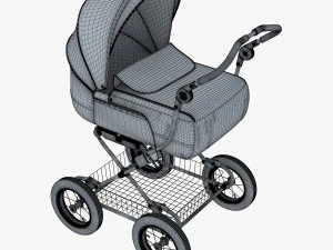 baby stroller blue v 1 3D Model