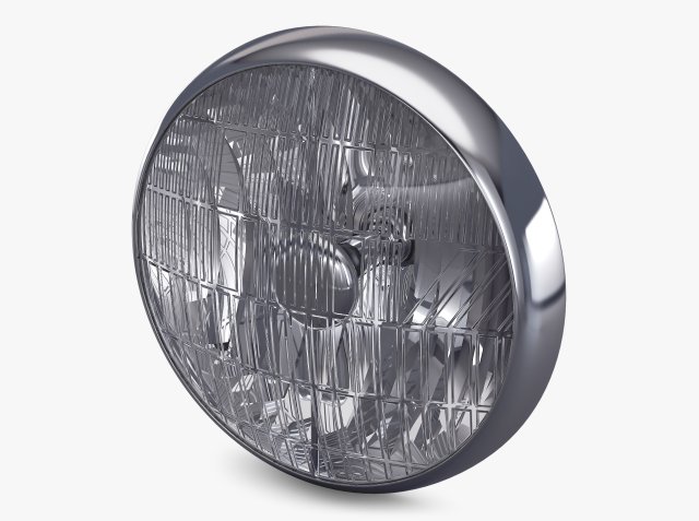Classic Round Headlight v 1 3D Model .c4d .max .obj .3ds .fbx .stl .blend 