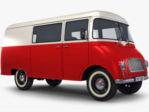 generic retro cargo van v 3 3D Model