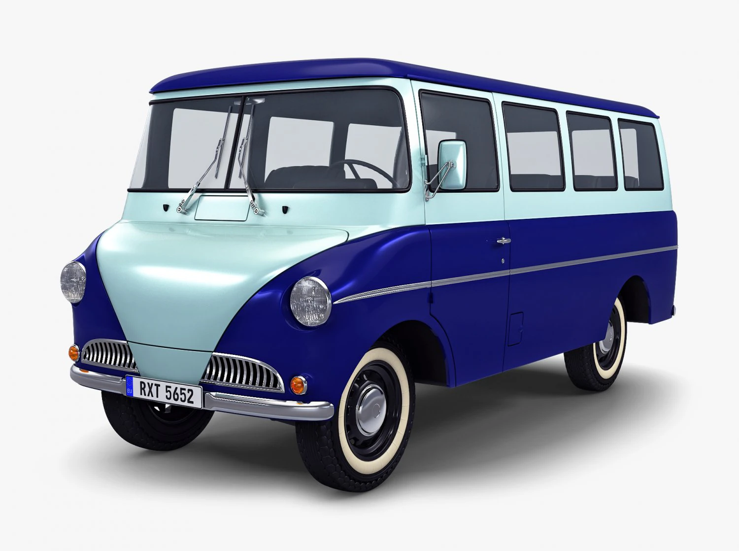Generic Retro Passenger Van M 1 3D Model .c4d .max .obj .3ds .fbx .stl .blend 