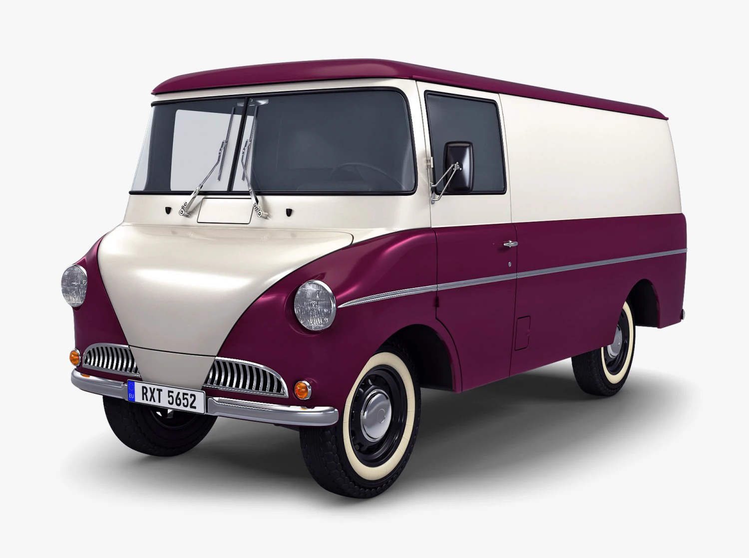 Generic Retro Cargo Van M 2 3D Model .c4d .max .obj .3ds .fbx .stl .blend