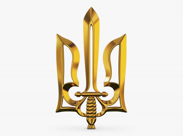 Stylized Ukrainian Tryzub M 1 3D Model .c4d .max .obj .3ds .fbx .stl .blend 