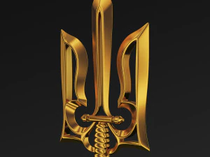 Stylized Ukrainian Tryzub M 1 3D Model