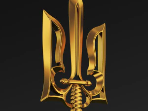 Stylized Ukrainian Tryzub M 1 3D Model