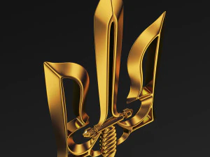 Stylized Ukrainian Tryzub M 1 3D Model