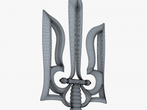 Stylized Ukrainian Tryzub M 1 3D Model