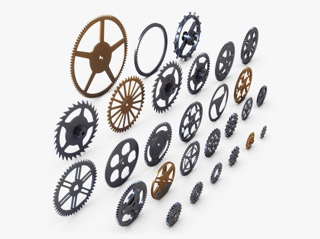 Gears Set v 2 3D Model .c4d .max .obj .3ds .fbx .stl .blend 