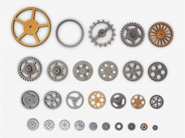 Gears Set v 3 3D 모델 .c4d .max .obj .3ds .fbx .stl .blend 