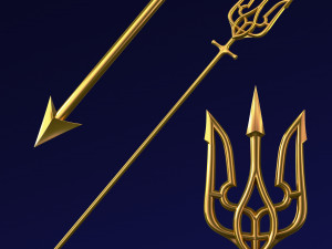 Poseidon Trident of Ukrainian Emblem M 1 Modello 3D