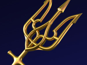 Poseidon Trident of Ukrainian Emblem M 1 Modello 3D