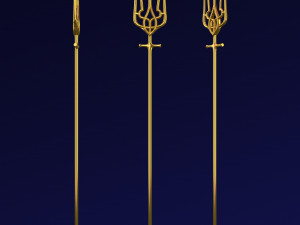 Poseidon Trident of Ukrainian Emblem M 1 Modello 3D