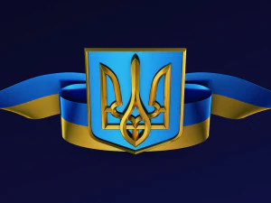 Ukraine State Emblem Flag M 1 3D Model