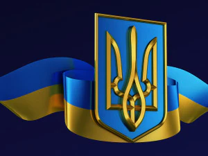Ukraine State Emblem Flag M 1 3D Model