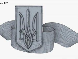 Ukraine State Emblem Flag M 1 3D Model