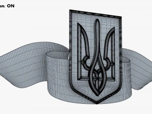 Ukraine State Emblem Flag M 1 3D Model