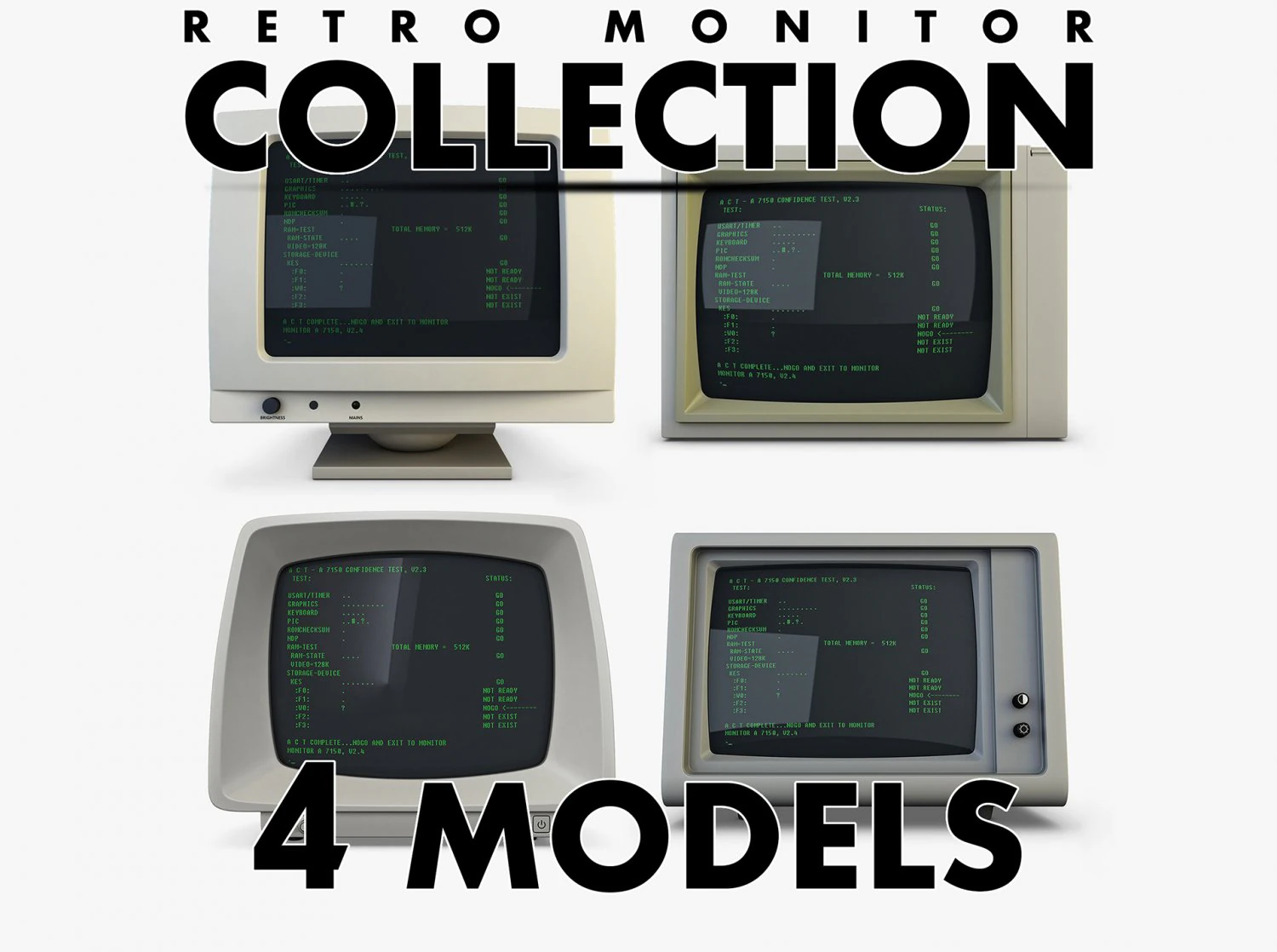 Retro Monitor Collection volume 1 3D Model .c4d .max .obj .3ds .fbx .stl .blend 