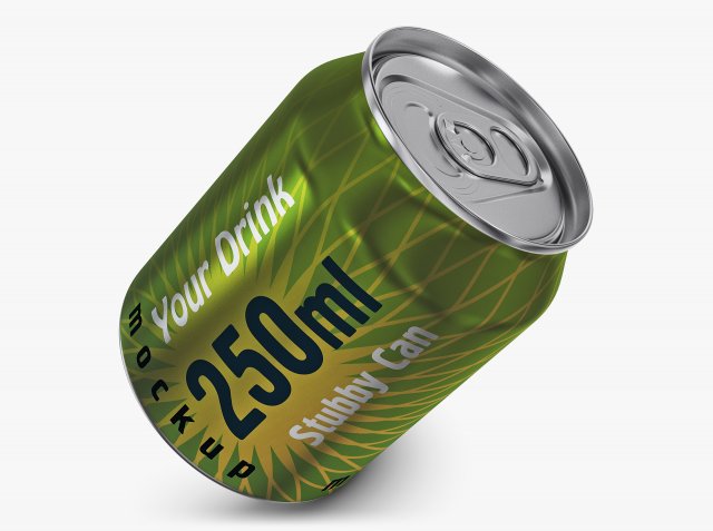 Aluminum Stubby Can 250ml v 2 3D Model .c4d .max .obj .3ds .fbx .stl .blend 