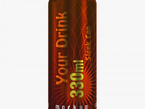 Aluminum Sleek Can 330ml v 2 3D Model