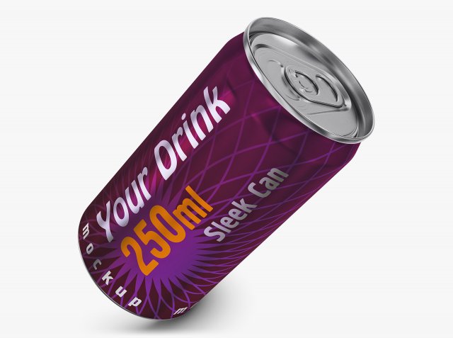 Aluminum Sleek Can 250ml v 2 3D Модель .c4d .max .obj .3ds .fbx .stl .blend 