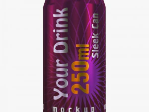 Aluminum Sleek Can 250ml v 2 3D Model