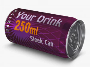 Aluminum Sleek Can 250ml v 2 3D Model