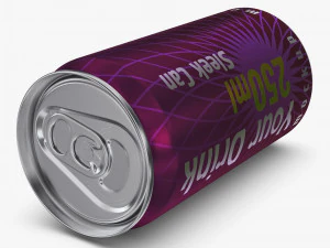 Aluminum Sleek Can 250ml v 2 3D Model