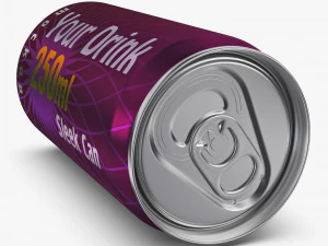 Aluminum Sleek Can 250ml v 2 3D Model