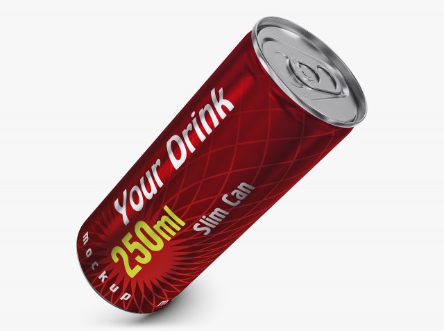 Aluminum Slim Can 250ml v 2 3D Модель .c4d .max .obj .3ds .fbx .stl .blend 