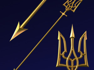 Poseidon Trident of Ukrainian Emblem M 2 Modèle 3D