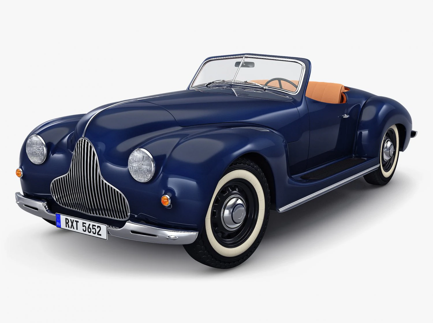 Generic Cabriolet Retro Car M 1 3D Model .c4d .max .obj .3ds .fbx .stl .blend 