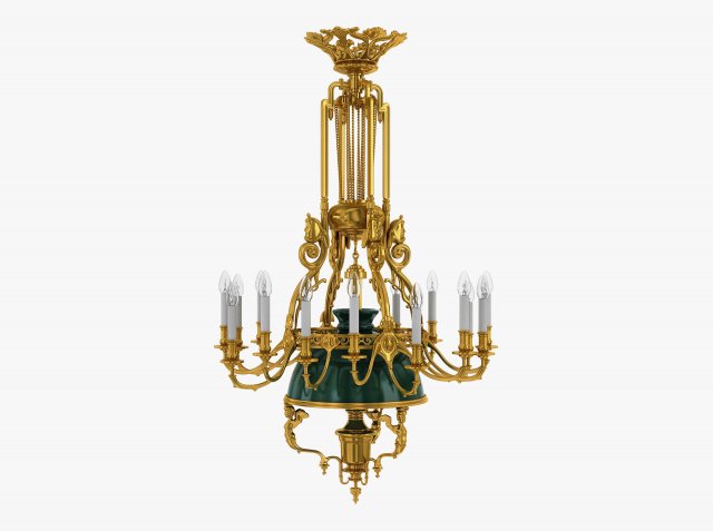 Chandelier Antique Rococo v 1 3D Model .c4d .max .obj .3ds .fbx .stl .blend 