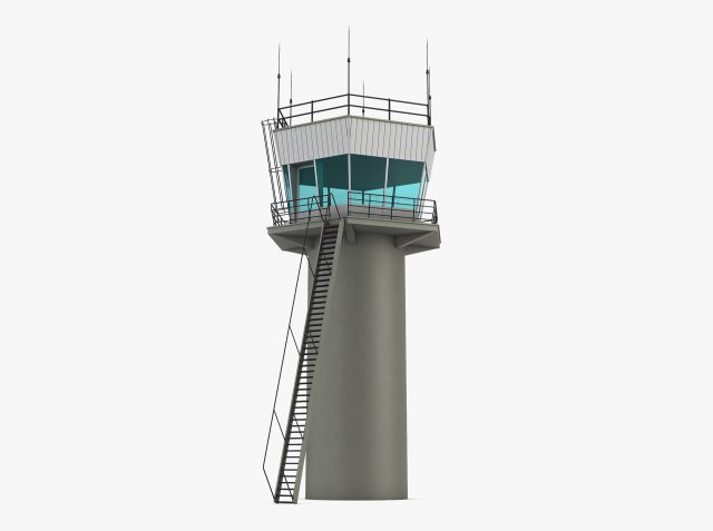 Airport Air Traffic Control Tower M 1 Model 3D .c4d .max .obj .3ds .fbx .stl .blend 